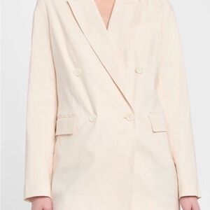 Double-Breasted Cream Blazer Jacket - Women